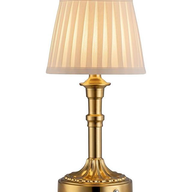 KDG Cordless Portables Table Lamp, LED Fabric Shade Small Desk Lamps, 4000mAh Battery Powered Lighting, 2700K Stepless Dimmable Light for Living Room, Dining Room, Bedroom, Bedside (Bronze)