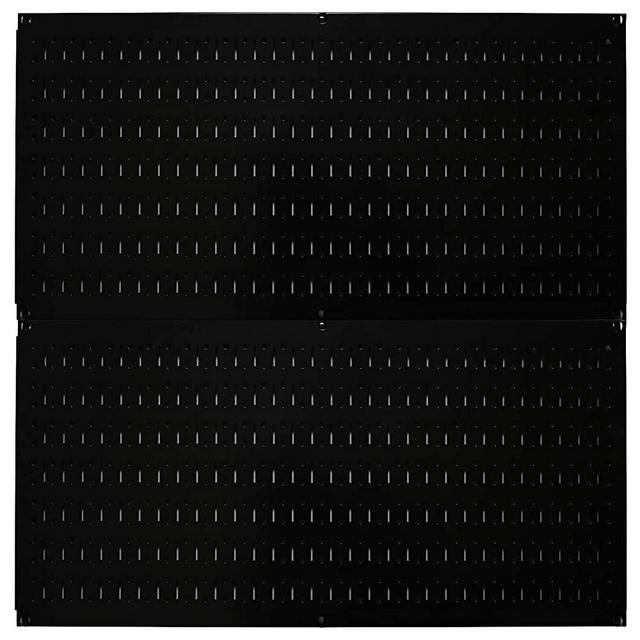 Wall Control Pegboard Rack Horizontal Metal Pegboard Garage Tool Storage Pack - Two 32-Inch Wide x 16-Inch Tall Easy to Install Peg Boards (Black)