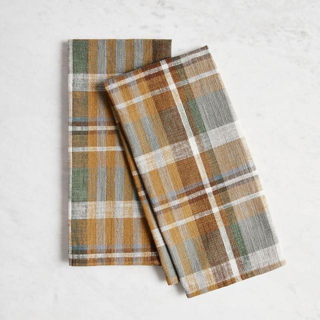 Montecito Plaid Cotton/Linen Tea Towels, Set of 2