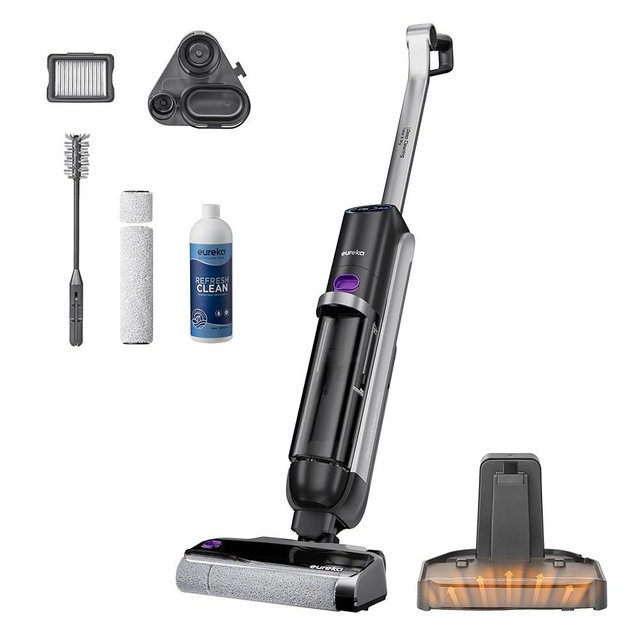 Eureka Wet Dry Vacuum Cleaner Cordless, Mop Vacuum Cleaner with Self-Cleaning System, Lightweight Hardwood Floors Vacuum for Pets and Sticky Messes, Black, NEW630PL