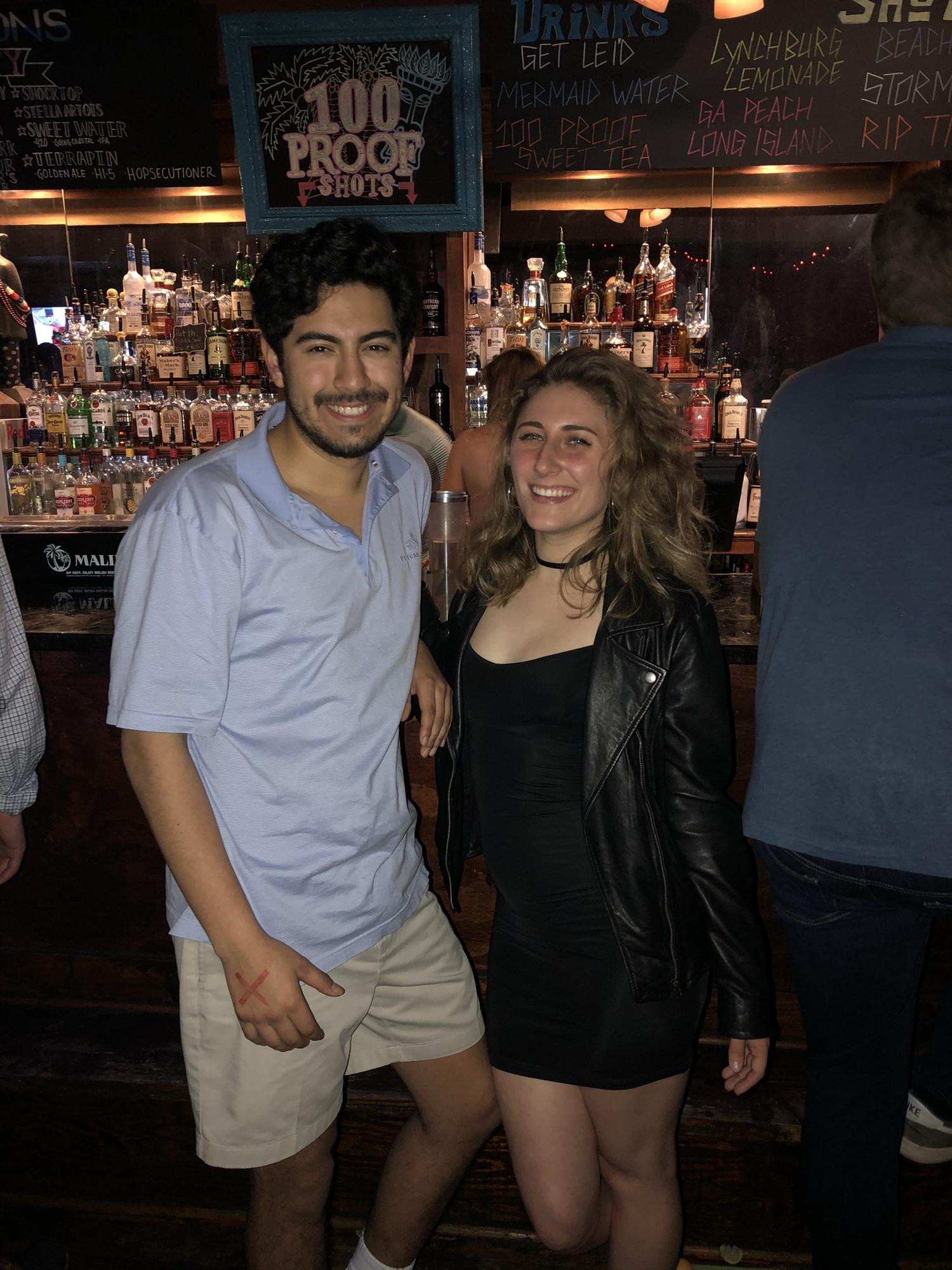 Mallory and Esteban in downtown Athens in college