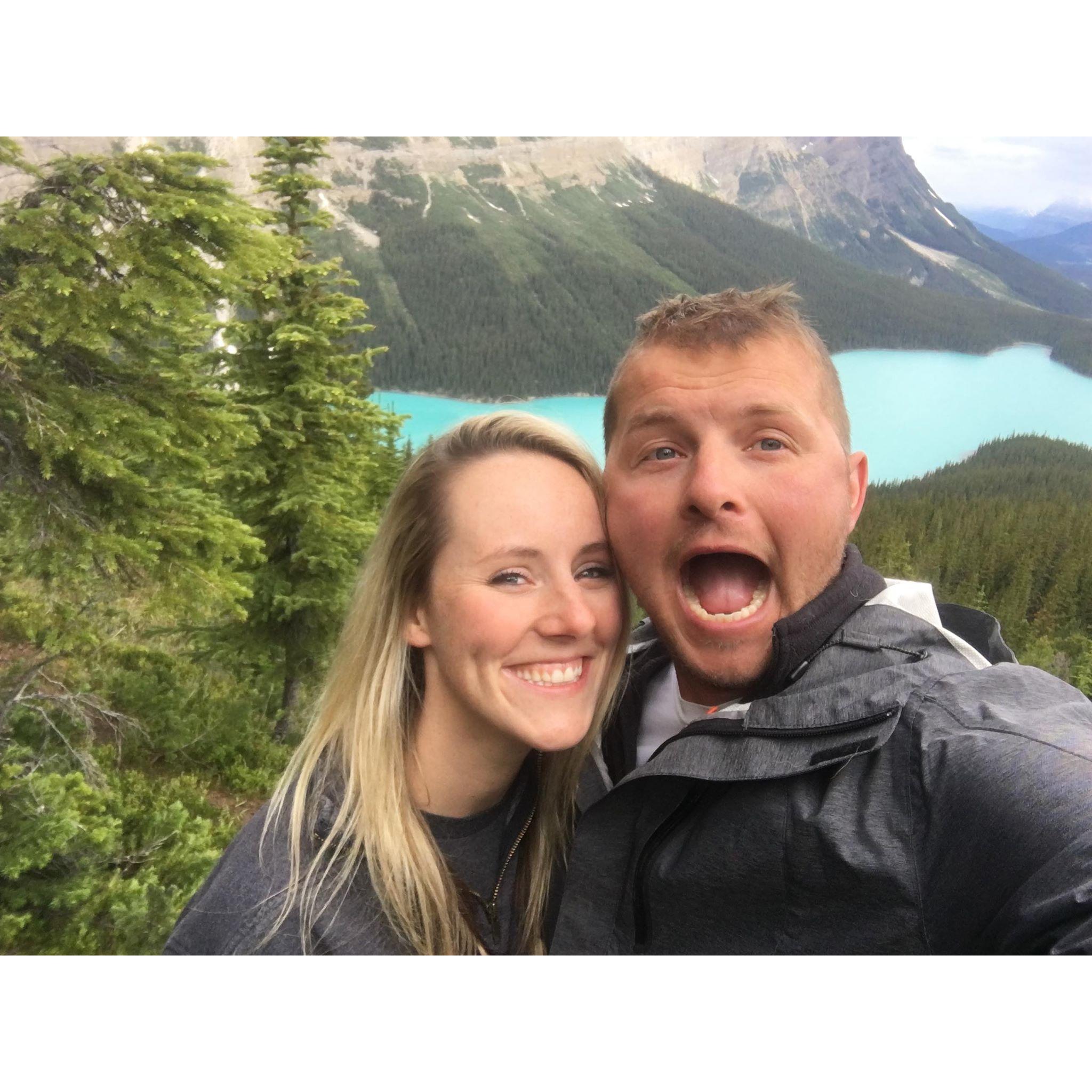 Stopping at Peyto Lake in Canada
