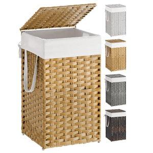 Laundry Hamper with Lid, 17.2 Gallon (65 L) Synthetic Rattan Clothes Laundry Basket with Lid and Handles, Foldable, Removable Liner, Goose Yellow ULCB165N01