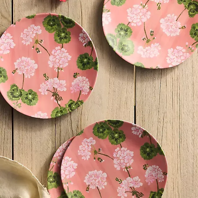Floral Melamine Side Plates, Set of 4