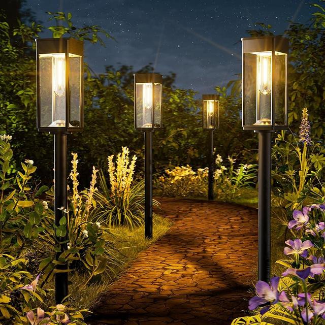 8 Pack Bright Solar Pathway Lights Outdoor,IP65 Waterproof Auto On/Off Solar Garden Lights Path Lights Solar Powered for Outside Yard Path Lawn Walkway Driveway Landscape Lighting Patio Decor