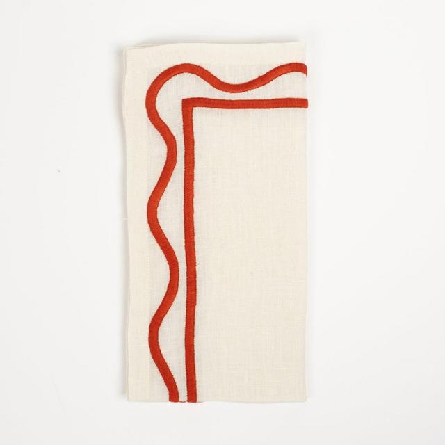 Colorblock Embroidered Napkins (Rust)