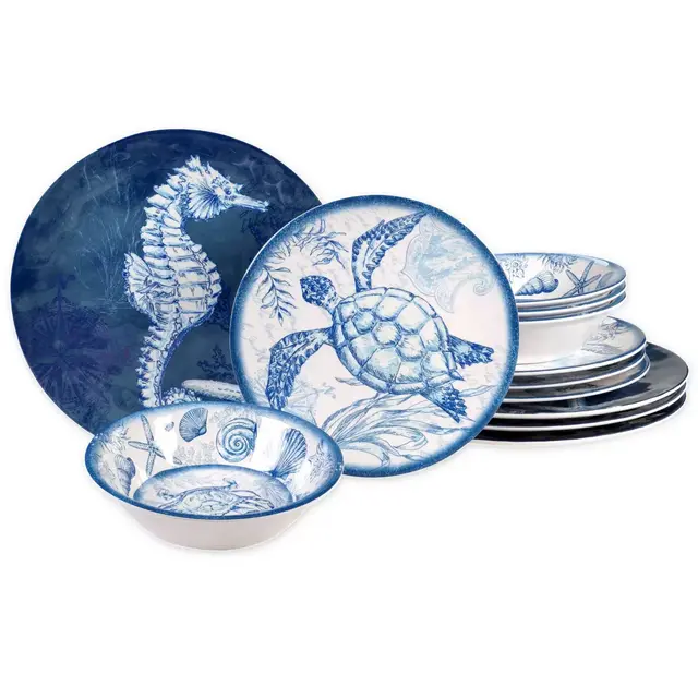 Certified International Oceanic 12-Piece Melamine Dinnerware Set