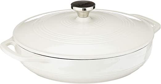 Lodge Enameled Cast Iron Casserole With Steel Knob and Loop Handles, 3.6 Quart, Oyster White