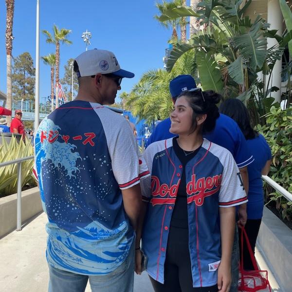 Matching Dodgers jerseys for Japanese heritage night at dodgers stadium