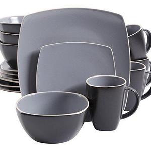 Gibson Home Soho Lounge Matte 16 Piece Dinnerware Set, Grey