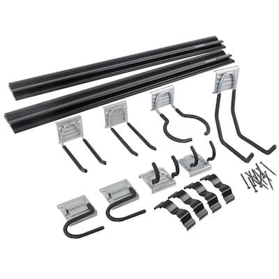 Kobalt 15-Piece 32-in Black,Grey PVC Garden Tool Storage Rail System