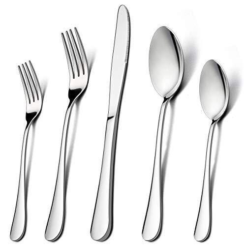 LIANYU 30-Piece Flatware Silverware Set for 6, Stainless Steel Cutlery Eating Utensils, Mirror Finished, Dishwasher Safe