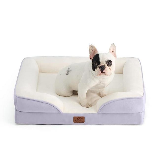 Bedsure Orthopedic Dog Bed for Medium Dogs - Waterproof Dog Bed Medium, Foam Sofa with Removable Washable Cover, Waterproof Lining and Nonskid Bottom Couch, Pet Bed, Lavender