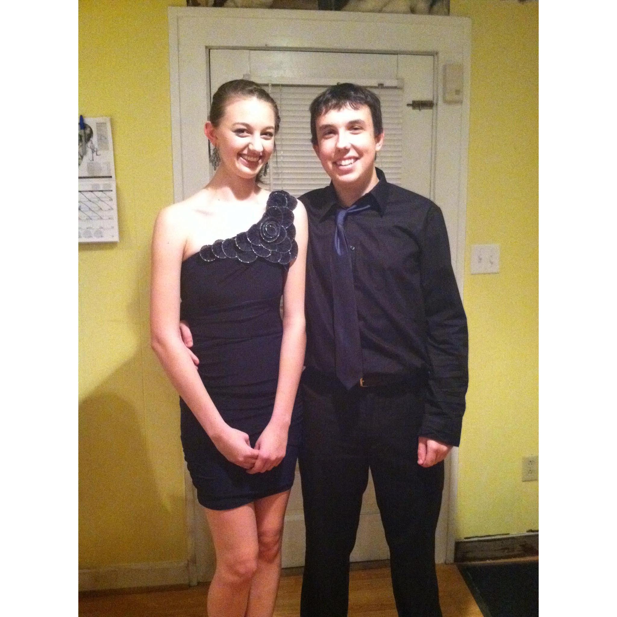 Throwback to our first picture together as a couple! We were just getting back from our Winter semi-formal!