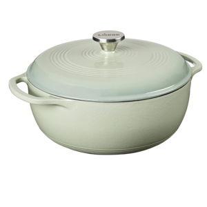 Lodge 6 Quart Enameled Cast Iron Dutch Oven with Lid – Dual Handles – Oven Safe up to 500° F or on Stovetop - Use to Marinate, Cook, Bake, Refrigerate and Serve – Desert Sage