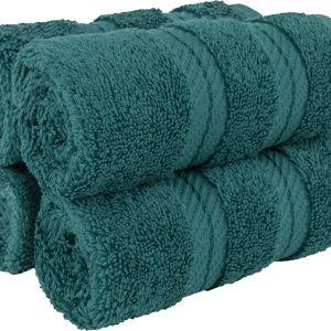 American Soft Linen Luxury Washcloths for Bathroom, 100% Cotton 4 Piece Turkish Wash Cloth Set, 13x13 in Soft Rags for Body and Face, Teal Washcloths