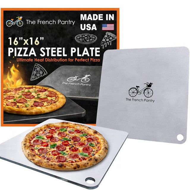 16" x 16" Pizza Steel, Deluxe Thickness Baking Steel for Homemade Pizza and More, Multipurpose Cooking Steel Plate for Ovens and Grills, Made in USA