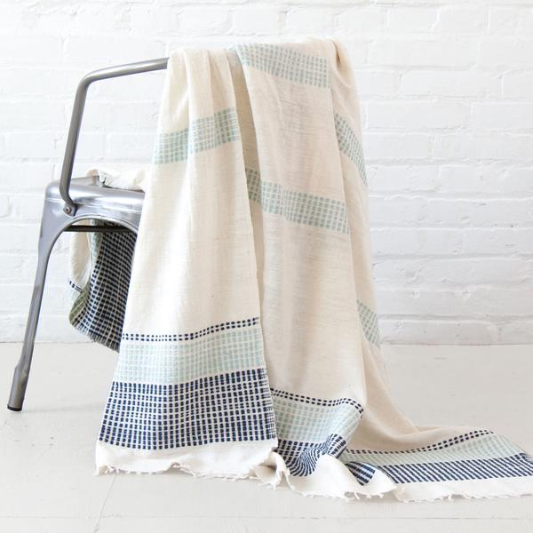 Gabi Ethiopian Throw Blanket - Navy