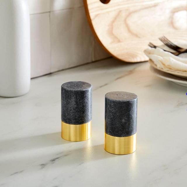 Marble & Brass Salt & Pepper Shakers
