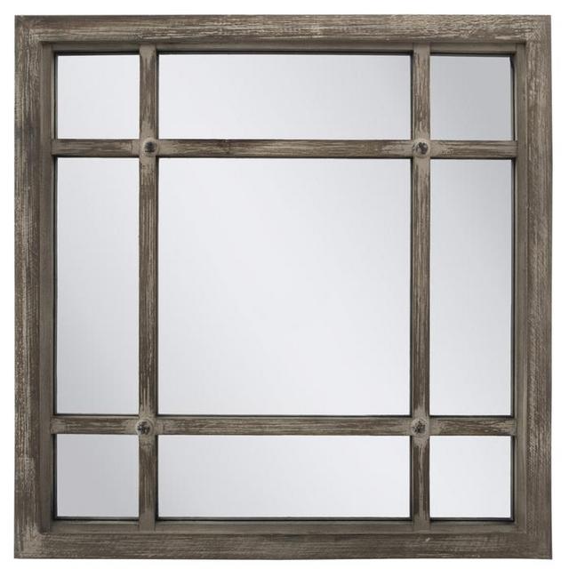 Quadrant Rustic Wood Wall Mirror