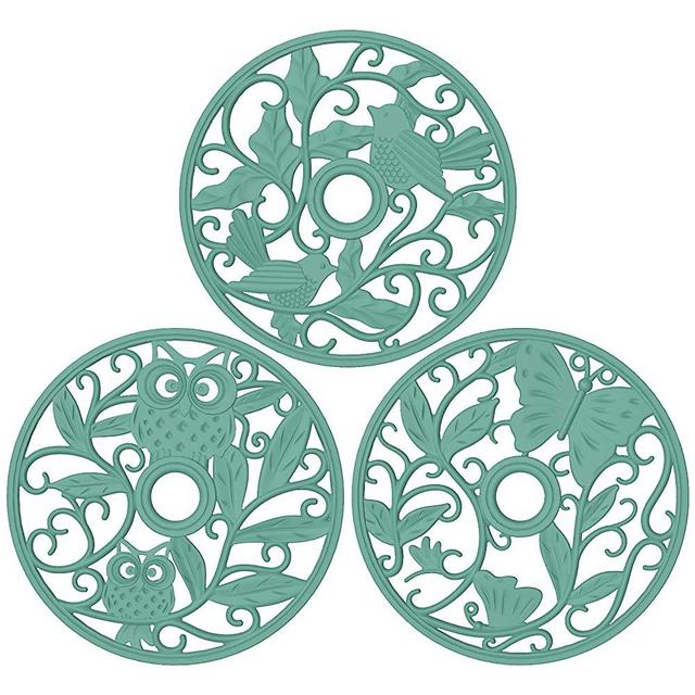 ME.FAN Silicone Trivet [3 Set] Trivet Mat - Fly Animals Hot Pads for Pots & Hot Dish - Insulated Flexible Durable Non Slip Large Coasters (Teal Blue)