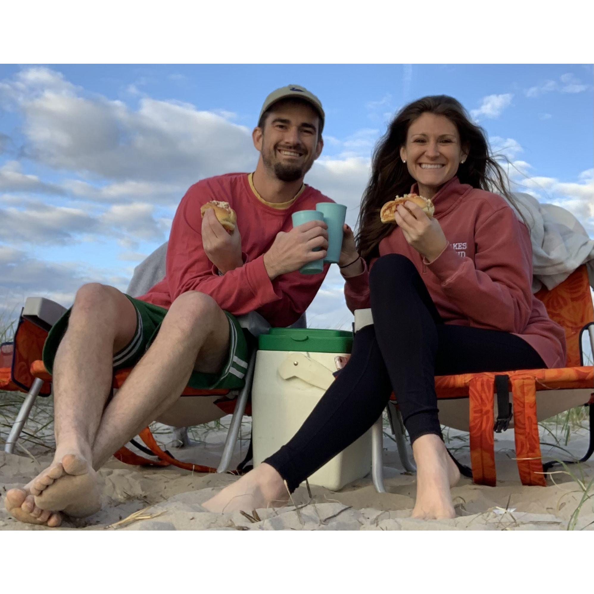 Scott's birthday @ the Beach w/ homemade lobster rolls