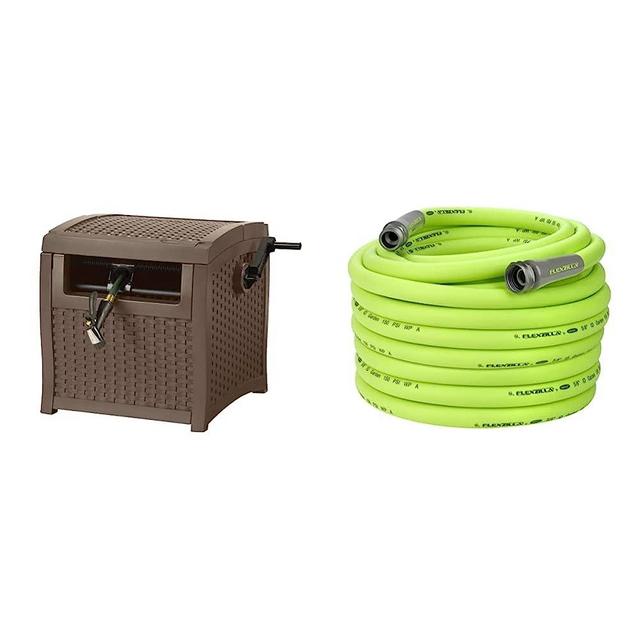 Suncast CPLSMW200 SMW200 Hose Reel & Flexzilla Garden Hose 5/8 in. x 100 ft, Heavy Duty, Lightweight, Drinking Water Safe, ZillaGreen - HFZG5100YW-E