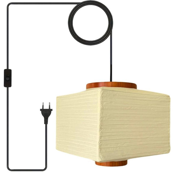 Nogy Lantern Lamp Pendant Light - Paper Lantern Pendant - Off White Paper Pendant Light - Rice Hanging Light, Perfect for Home Decor, Easy Installation (Plug-in)