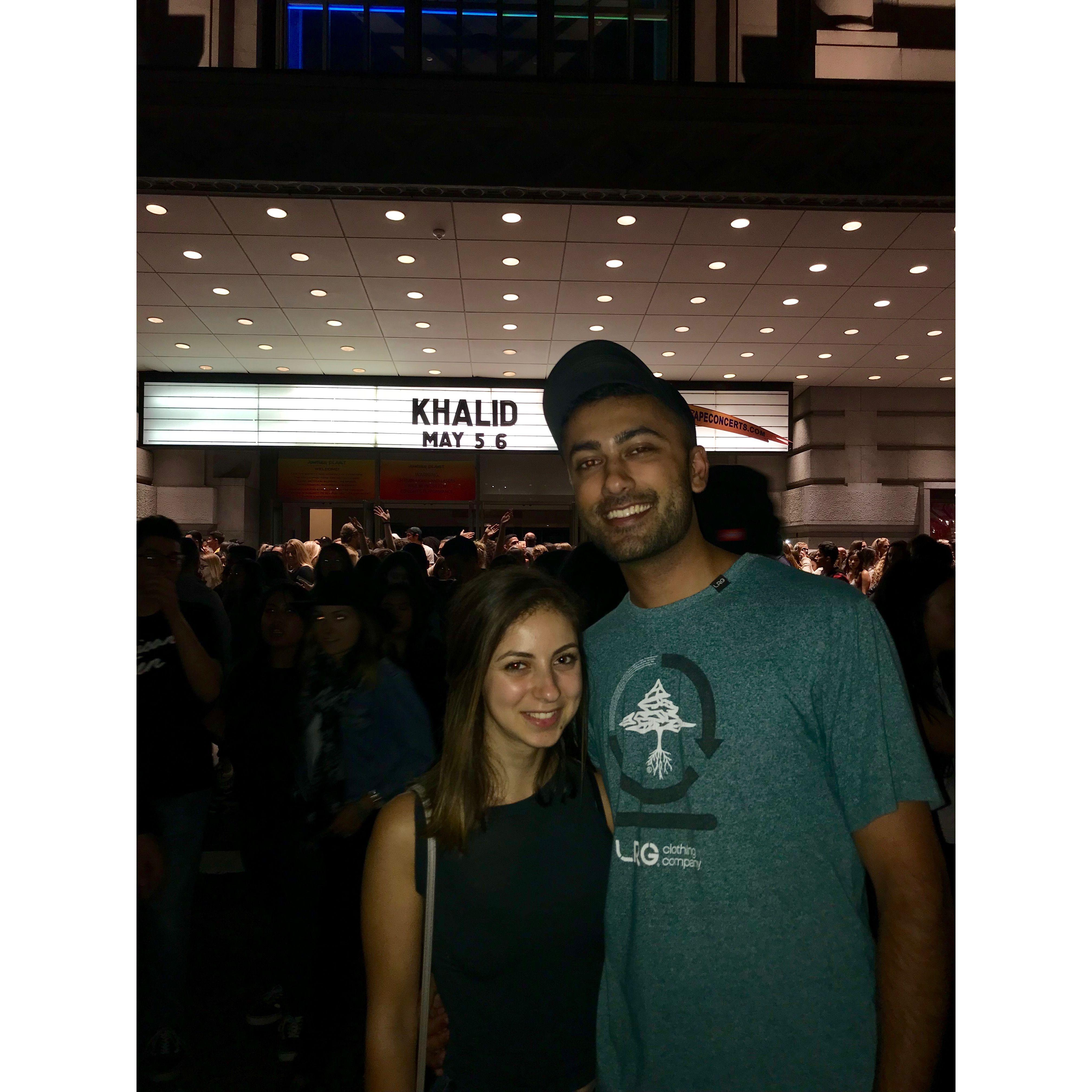 Our first photo ever taken together, at a Khalid concert in 2017