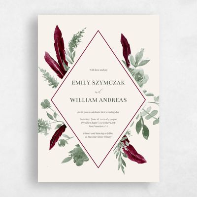 Red Floral Wedding Invitation - Bethany Frame