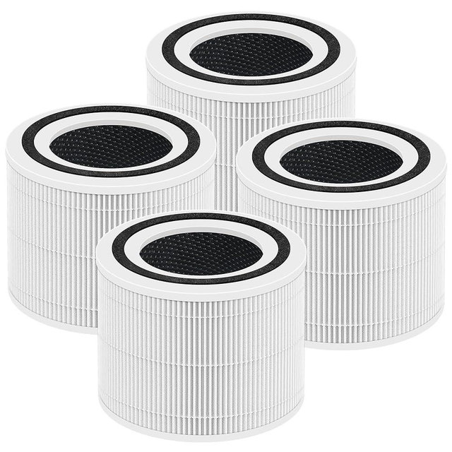 4 Pack Core 300 Replacement Filter for LEVOIT Core 300 and Core 300S Air Purifier, 3-in-1 H13 True HEPA Replacement Filter, Compared to Part # Core 300-RF (White)