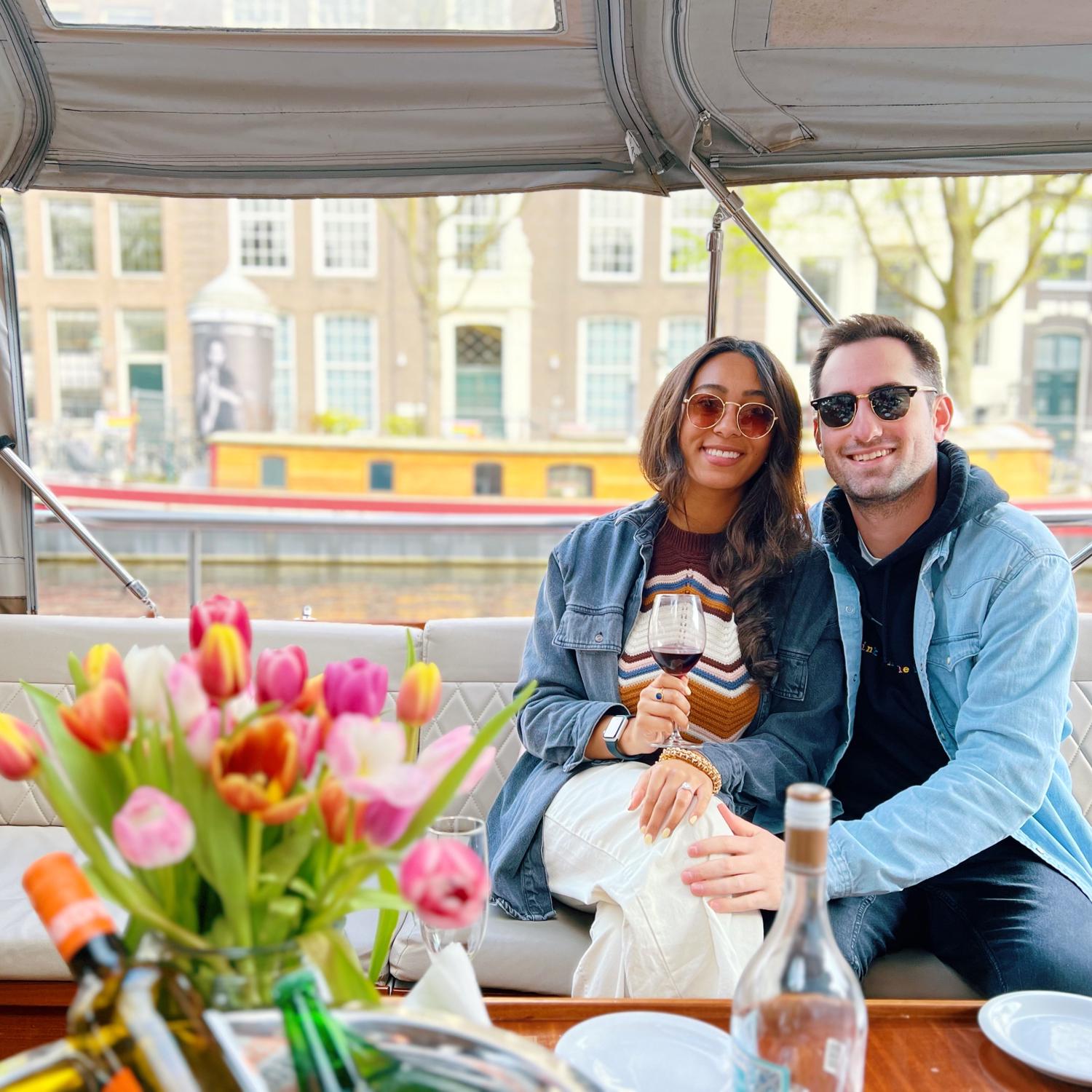 Canal cruise in Amsterdam with Rachel and Matt, April 2023