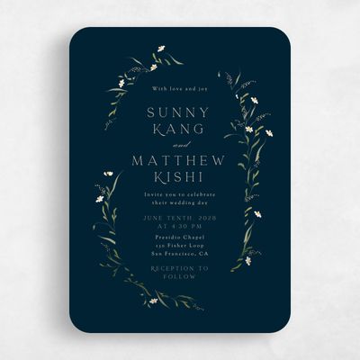 Black Rounded Wedding Invitation - Pero Classic