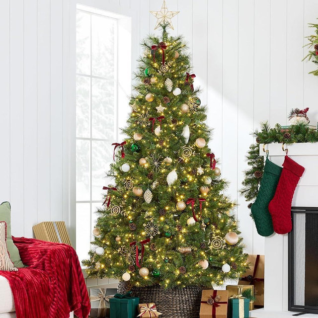 Best Choice Products 6ft Pre-Lit Scotch Pine Christmas Tree, Premium Pre-Decorated Artificial Holiday Decor w/ 946 Branch Tips, 2-in-1 White and Multicolor LED Lights, Cordless Setup