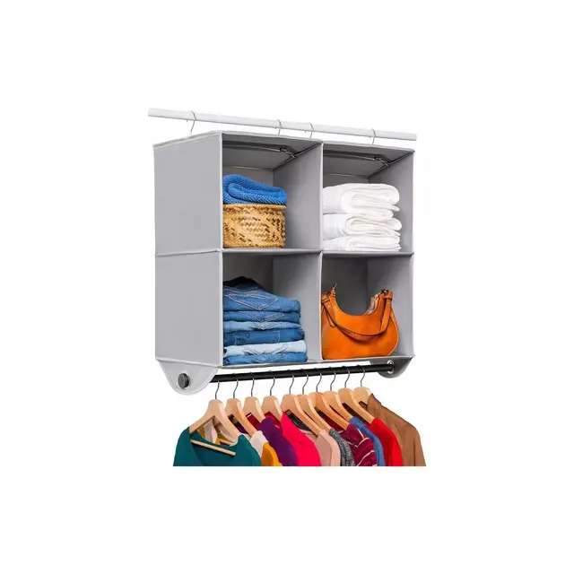 Hold N' Storage - 4 Shelf Hanging Closet Organizer - Black Metal Rod