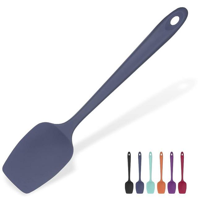 Heat Resistant Silicone Spoon Spatula: U-Taste 600ºF High Heat Flexible 11.38in Silicon Mixing Stirring Cooking Scraping Baking Bowl Scraper Seamless Spreader for Nonstick Cookware (Midnight Blue)