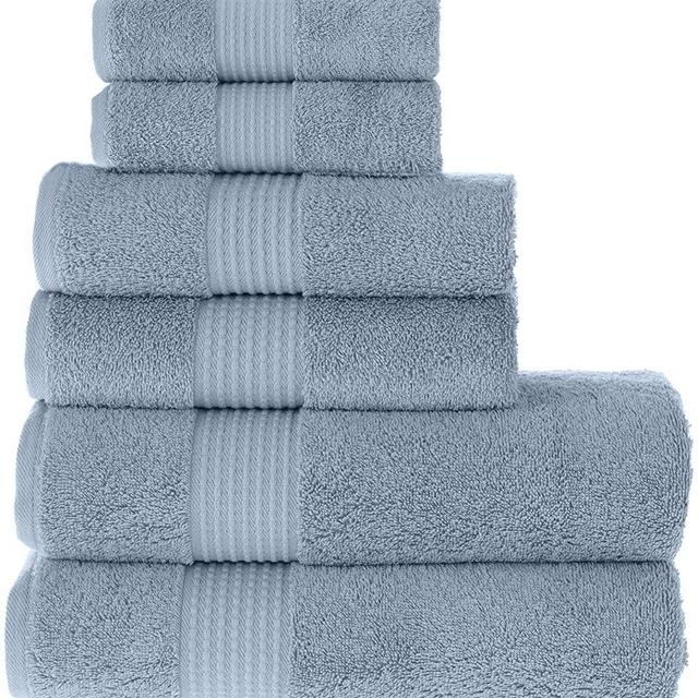 Maura Basics Performance Bath Towels Set with Hanging Loop. American Standard Towel Size. Soft, Durable, Long Lasting and Absorbent | 100% Turkish Cotton Bath Towels Set for Bathroom - Blue Gray