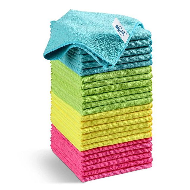 Microfiber Cleaning Cloth,24Pack Cleaning Rag,Cleaning Towels with 4 Color Assorted,12"X12"(Green/Blue/Yellow/Pink)