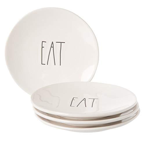 Rae Dunn Magenta Ceramic Salad Appetizer Dessert Circle Small Plate Eat (Set of 4)
