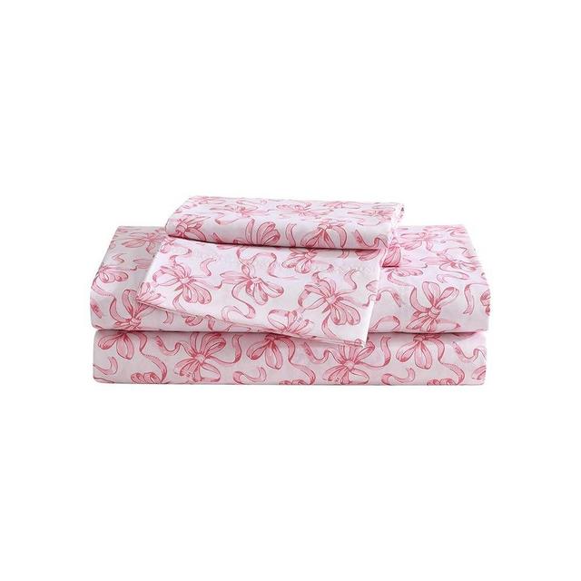 Betsey Johnson - Queen Sheet Set, Soft & Lightweight Bedding, Fade & Wrinkle Resistant (Ballet Bows Pink, Queen)
