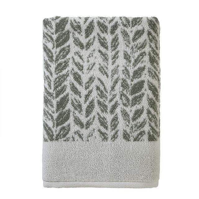 SKL Home by Saturday Knight Ltd. Distressed Leaves Bath Towel,Sage