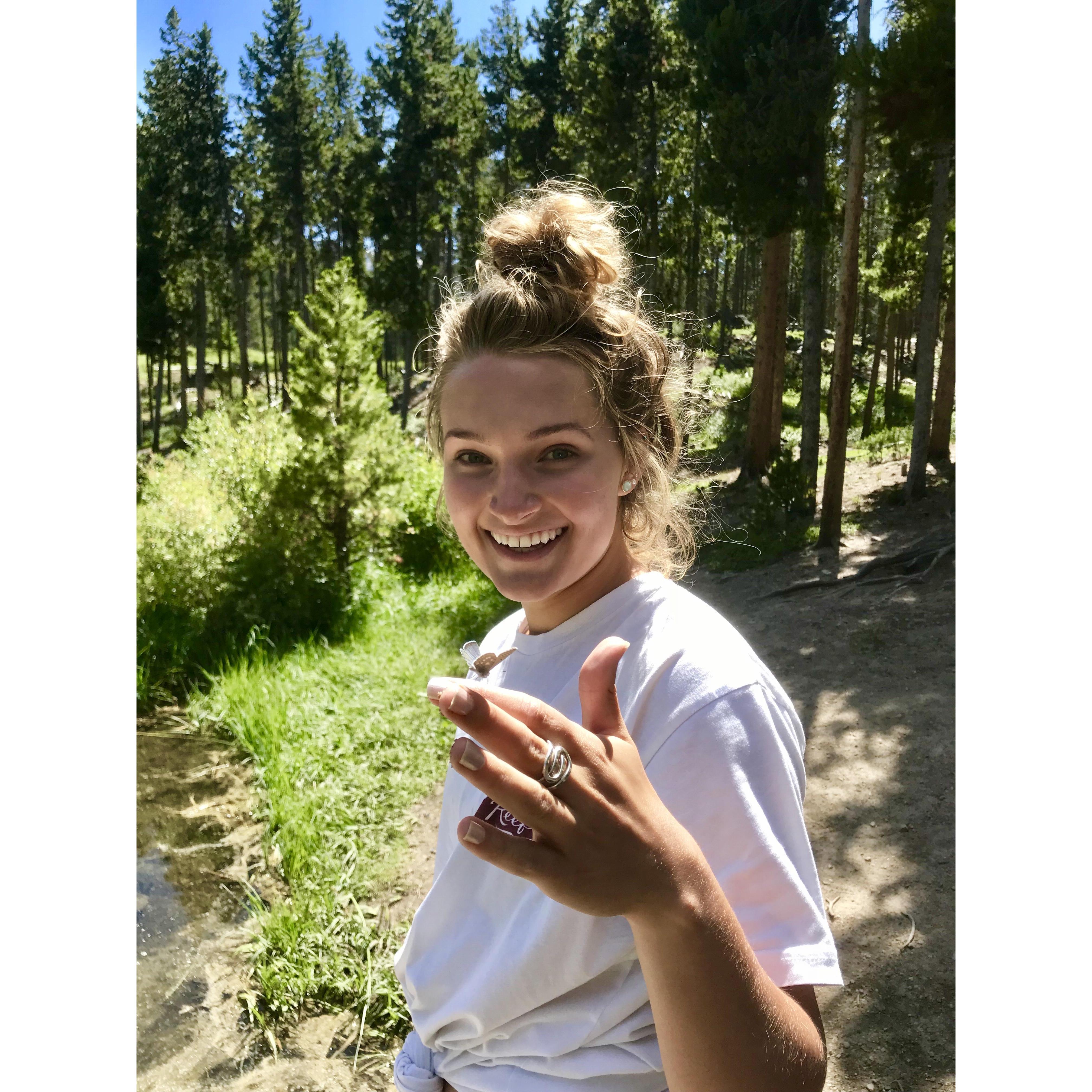 She caught a butterfly and was VERY excited about it