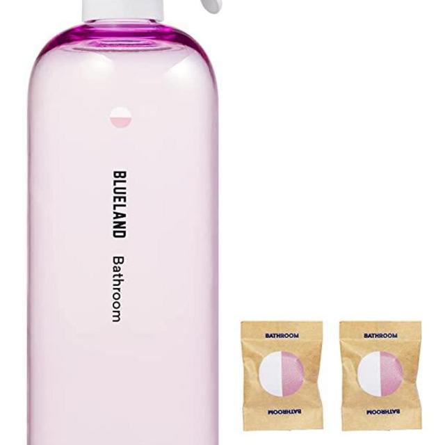 BLUELAND Bathroom Cleaning Spray Bottle with 4 Refill Tablets - Eco Friendly Products & Cleaning Supplies - Eucalyptus Mint Scent - 4 Tablets make 96 fl oz total (4x 24 fl oz bottles of spray cleaner)
