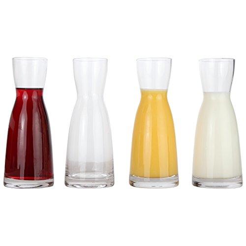 Lily's Home Individual Glass Wine Decanters, Miniature Personal Size Carafes Ideal for Dinner Parties and Wine Tastings, Makes Wonderful Gift (10 oz. Each, Set of 4)