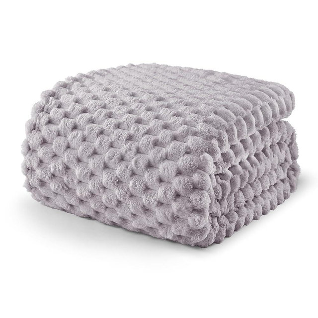 Exclusivo Mezcla Fleece Twin Blanket for Bed, Extra Large Fuzzy Light Grey Bed Blankets, Soft Cozy Plush Sofa Throws for All Seasons, 60x80 Inches