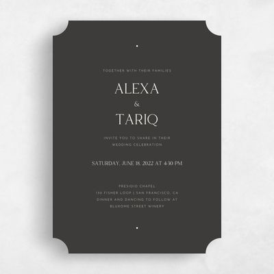 Grey Ticket Wedding Invitation - Sharpe Type