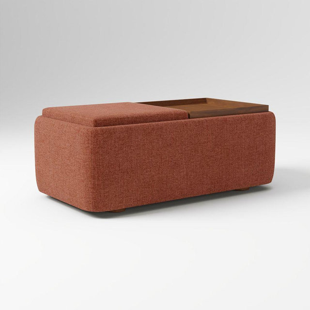 Bowman Tray Top Double Rectangle Storage Ott, PDV, Burnt Umber, CW