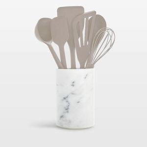 GreenPan Platinum Taupe Silicone 7-Piece Utensil and Crock Set + Reviews | Crate & Barrel