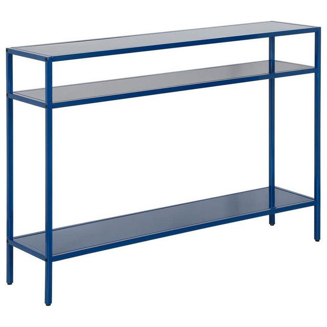 Henn&Hart 42" Wide Rectangular Console Table with Metal Shelves in Mykonos Blue, Entryway Table, Accent Table for Living Room, Hallway
