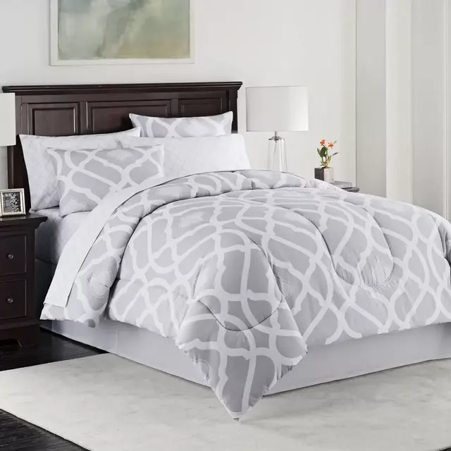 Kiley 8-Piece Queen Comforter Set in Grey